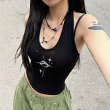 2025 Summer New Women's Wear U-Collar Tight Ultra-Short Star Eye Print Neck Vest