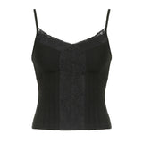 Hot Girls Sexy Solid Color Tight Lace V-Collar Sling Top With Fashion Inside Pure Desire Vest