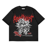 Znbbw Loose Y2k Top Happy Hip Hop Print Short-Sleeved Goth T-Shirt Lovers' Sweatshirt Men's Wear
