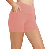 Znbbw Yoga Pants Pocket High Waist Elasticity Pure Color Breathable Exercise Running Training Fitness Shorts