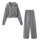 Znbbw New Hooded Short Sweater 8417304 Loose Flannelette Jogging Trousers 8417303 Suit