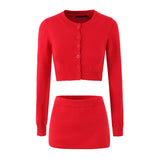 Znbbw New Single-Breasted Cardigan Sweater With Buttocks A-Shaped Knitted Half Skirt