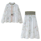 Znbbw Summer Flower Embroidered Shirt 5770037 Embroidered Flute Skirt 5770038