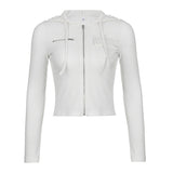 2024 New Early Autumn Women's Casual Fashion Short Solid Color Threaded Pocket Zipper Long-Sleeved Jacket