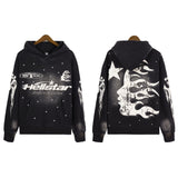 Znbbw Printing Leisure Retro Tide Card Loose Hooded Sweaters For Men And Women
