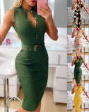 Znbbw Independent Station Popular Style Sexy Fashion Button Dress Dress With Belt