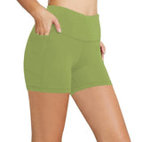 Znbbw Yoga Pants Pocket High Waist Elasticity Pure Color Breathable Exercise Running Training Fitness Shorts