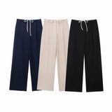 Znbbw New Double Waistband Wide-Legged Pants Casual Pants 1608225