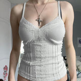 Hot Girls Sexy Solid Color Tight Lace V-Collar Sling Top With Fashion Inside Pure Desire Vest