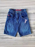 Znbbw Shorts, Y2K Pants, Harajuku, Hip-Hop, Lucky Seven, Vintage Blue Baggy Jeans