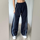 Fashionable Winter New 2025 Women's Wear High Waist, Thin, Loose, Casual Color Stripe Design Woven Trousers