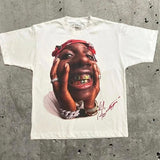 Znbbw Men's T-Shirts Retro Portraits Print Short-Sleeved T-Shirts Y2k Gothic Harajuku Hip-Hop Couple Relaxed