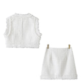 Znbbw New Woolen Short Vest Woolen Mini Skirt Suit