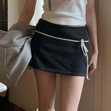 Playful And Energetic Young Girl's Basic Binding And Splicing Low-Waist Skirt 2024 Spring / Summer New Style Hip-Covered Skirt