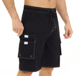 Znbbw Pants Solid Color Multi-Pocket Fake Two Double-Layer Overalls Five-Point Fitness Running Leisure Sports Shorts
