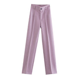 Znbbw New Summer Style Straight Tube High Waist Shows Thin Solid Color Casual Pants 2761048