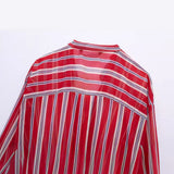 Znbbw Spring Style Knot Striped Translucent Long-Sleeved Shirt 3333244