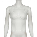 Spicy Girl Style Simple Solid Color Basic Sexy Low-Cut V-Neck Slim Flying Sleeve T-Shirt 2024 Spring / Summer New Style