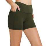 Znbbw Yoga Pants Pocket High Waist Elasticity Pure Color Breathable Exercise Running Training Fitness Shorts