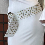 Spicy Girls Fashionable Retro Rivet Ring PU Leather Belt 2024 Sexy Waist Elastic Waist Seal Accessories Belt