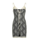 Pure Lace Lace Color Cross-Tie Sexy V-Collar Halter Skirt 2025 Summer New Slimming Bag Hip Skirt