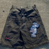 Znbbw Shorts, Y2K Pants, Harajuku, Hip-Hop, Lucky Seven, Vintage Blue Baggy Jeans