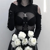 Znbbw Dark Wind 2024 Spring New Ins Gothic Short Style Sweater With Shoulders Exposed And Navel Exposed For Women's Wear