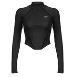 2024 Fashionable Women's Wear Ins Street Fashion Spicy Girl Style Invisible Zipper Collar Line T-Shirt