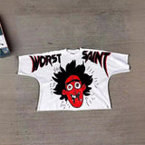 Znbbw Men's T-Shirts Oversized Graphics Gothic Harajuku Short-Sleeved Men's T-Shirts Y2k Top Friends