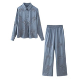 Znbbw Street Style Beaded Embroidered Shirt With Beaded Embroidered Pants In Spring 2024