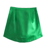 Znbbw Pure Color Simple Silk Satin Sensitive Mini Skirt In Spring