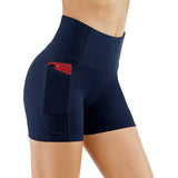 Znbbw Shorts Solid Color High Waist Pocket Hip Tight Three-Point Hot Pants Running Training Fitness Shorts