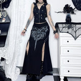 Znbbw Summer 2024 New Spicy Girls Hip Skirt Gothic Print High Sexual Split Half Skirt Woman