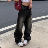 Retro High-Waisted Loose Wash Street Simple Straight Casual Pants 2024 Textured Fabric Jeans