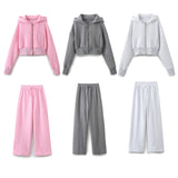 Znbbw New Hooded Short Sweater 8417304 Loose Flannelette Jogging Trousers 8417303 Suit