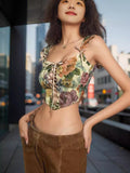 Znbbw Trend Women's Wear Square Collar Hot Strap Small Vest Printed Top Slim Halter Top