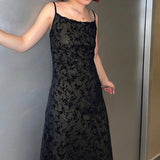 2024 New Elegant Literature And Art French Lazy Retro Style Thin Lace Printed Sling Dress In Summer