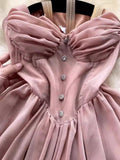 Znbbw And Spicy Girls First Love Chest Halter Skirt French Small Man With High Waist And Thin Fluffy Dress Summer