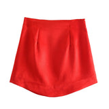 Znbbw Pure Color Simple Silk Satin Sensitive Mini Skirt In Spring