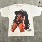 Znbbw Men's T-Shirts Retro Portraits Print Short-Sleeved T-Shirts Y2k Gothic Harajuku Hip-Hop Couple Relaxed