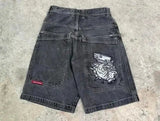 Znbbw Shorts, Y2K Pants, Harajuku, Hip-Hop, Lucky Seven, Vintage Blue Baggy Jeans