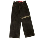 Znbbw Baggy Jeans Street Hip-Hop Rock Pattern Harajuku Wide-Legged Straight-Leg Pants