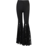 Znbbw High-Waisted Lace Stitching Buttocks Micro-Trunks Dark Style Sexual Engraving Empty Spicy Girls Casual Pants