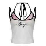 Hot Girl Girl Bowknot Thin Halter Top Ins Trend Slim Vest 2024 New Style
