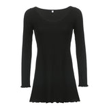 2025 Autumn Knitting Material New Women's Wear Ins Online Celebrity Personality Fashion Black-And-White Basic Slim Dress