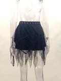 Znbbw Gothic Punk, Spider Web, Tassel, Half Skirt, Dark Wind, Short Skirt