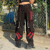 2025 Spring / Summer Women's Wear Ins Online Celebrities Street Dark Chain Button Ribbon Hip-Hop Baggy Pants
