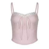 The Sweet And Hot Girl Hit The Lace, Low-Cut V-Collar, Rope Tie, Tight Sling, Vest, Sweet Top