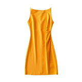Znbbw New Spring Style One-Word Pleated Solid-Color Dress Sexy Sling Hip Skirt