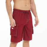 Znbbw Pants Solid Color Multi-Pocket Fake Two Double-Layer Overalls Five-Point Fitness Running Leisure Sports Shorts